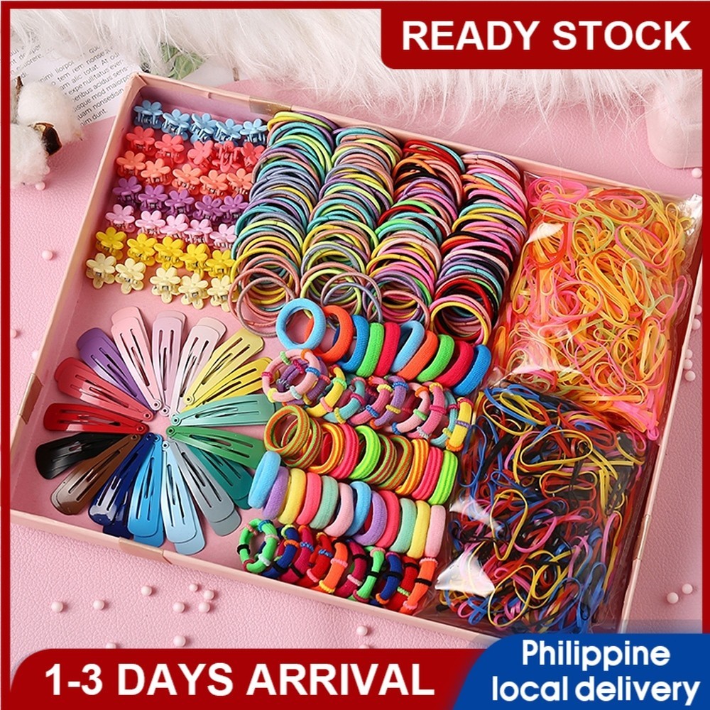 780Pcs Korean Hair Pin Colorful Scrunchie Flowe Hair Clips Set Ponytail Hair Accessorie S