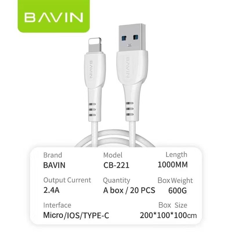 BAVIN CB221 2.4A USB Fast Quick Charing Data Cable Rounded Strong Cable Wire T - Image 2