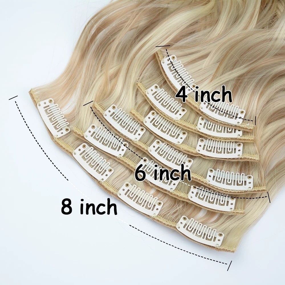 16Clips Hair Extensions Wigs 60CM Card Black Blonde Long Curly Hair Wig Clip hT{for - Image 5