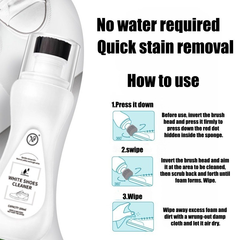 Sneaker Cleaner Foam Shoe Whitening & Deodorizing Cleaner Quick-drying foam wit rush - Image 3