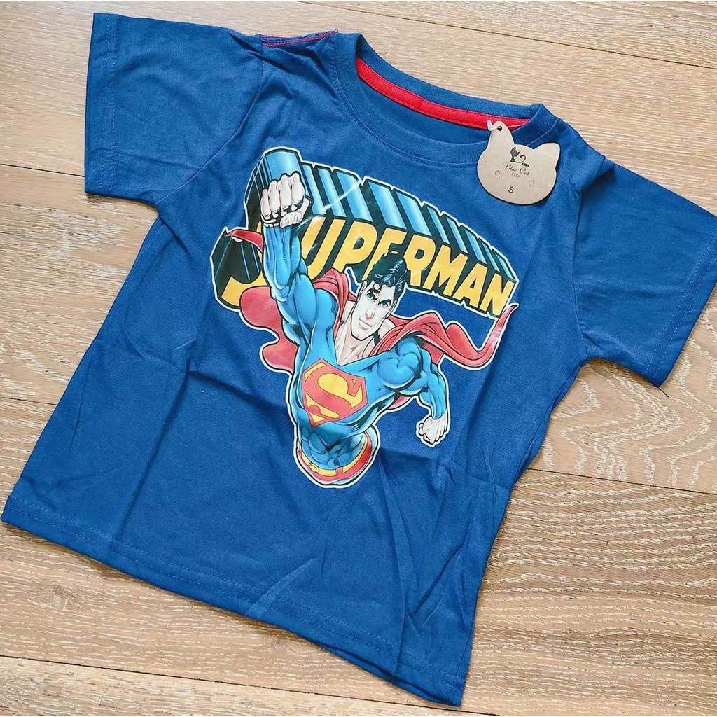 kids boys embossed desgin superman print tshirt tops for.y rsh+old - Image 2