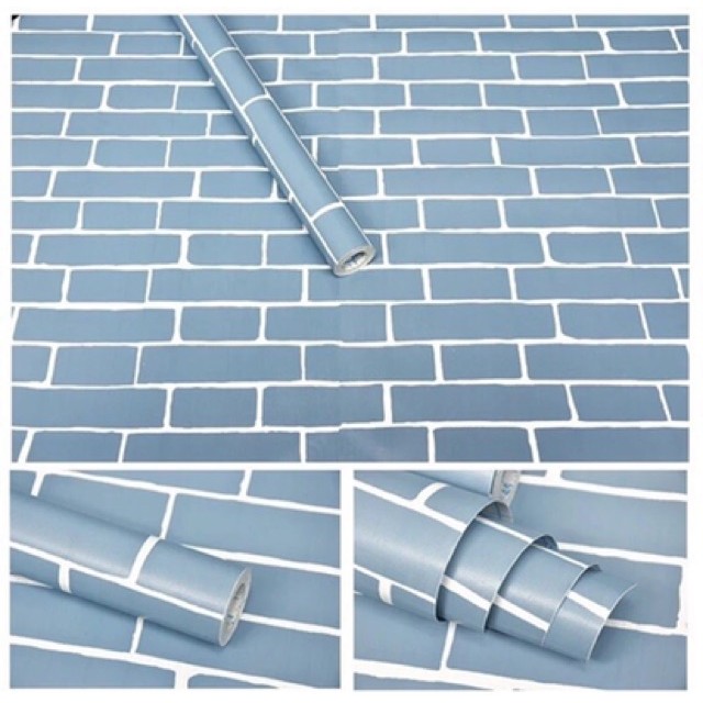 BHW Wallpaper Self Adhesive Bricks Design Color Blue PVC Waterproof]Nz!Wal H7 - Image 3
