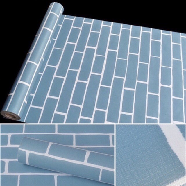 BHW Wallpaper Self Adhesive Bricks Design Color Blue PVC Waterproof]Nz!Wal H7