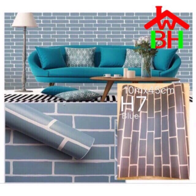 BHW Wallpaper Self Adhesive Bricks Design Color Blue PVC Waterproof]Nz!Wal H7 - Image 4