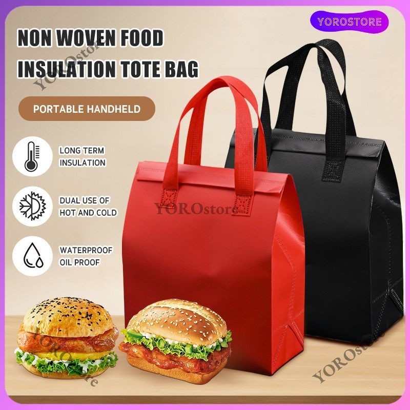 Insulated{ec~Therma ood Delivery Tote Bag - Non-Woven Reusable Eco Bag for Grocery, Takeout & H