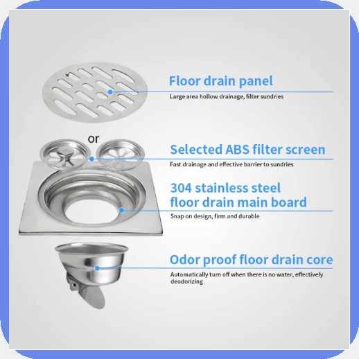 Floo rai 304 Stainless Steel Shower Floor Drain Bathroom Sewer Deodorant - Image 2