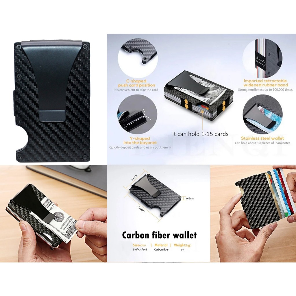 Slim Carbon Fiber Wallet for Men with Money Clip RFID Blocking Walle DL-8623 - Image 4