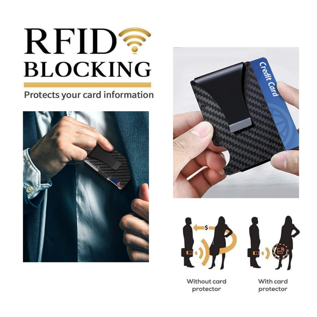 Slim Carbon Fiber Wallet for Men with Money Clip RFID Blocking Walle DL-8623 - Image 2