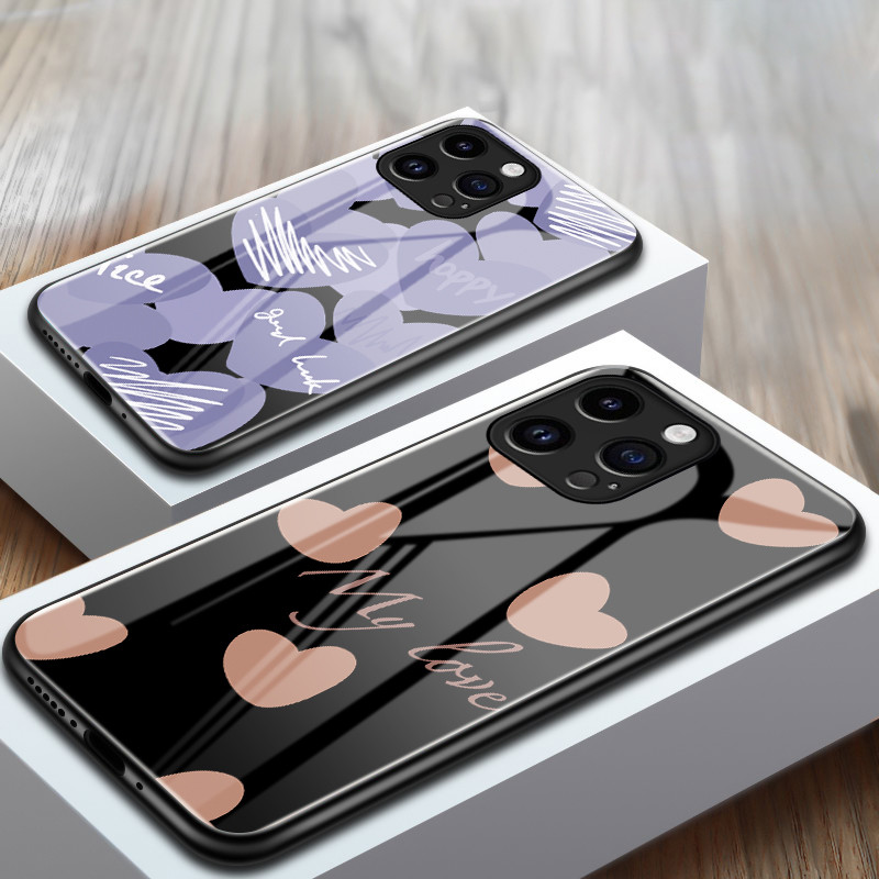 Casing hp For VIVO V21 5G V21s 5G V21 4G V21E 4G Y73 Case Heart Writing Anti-Scratch Tempered Glass Hardcase Silicone Case Camera Protector Kesing Softcase - Image 2