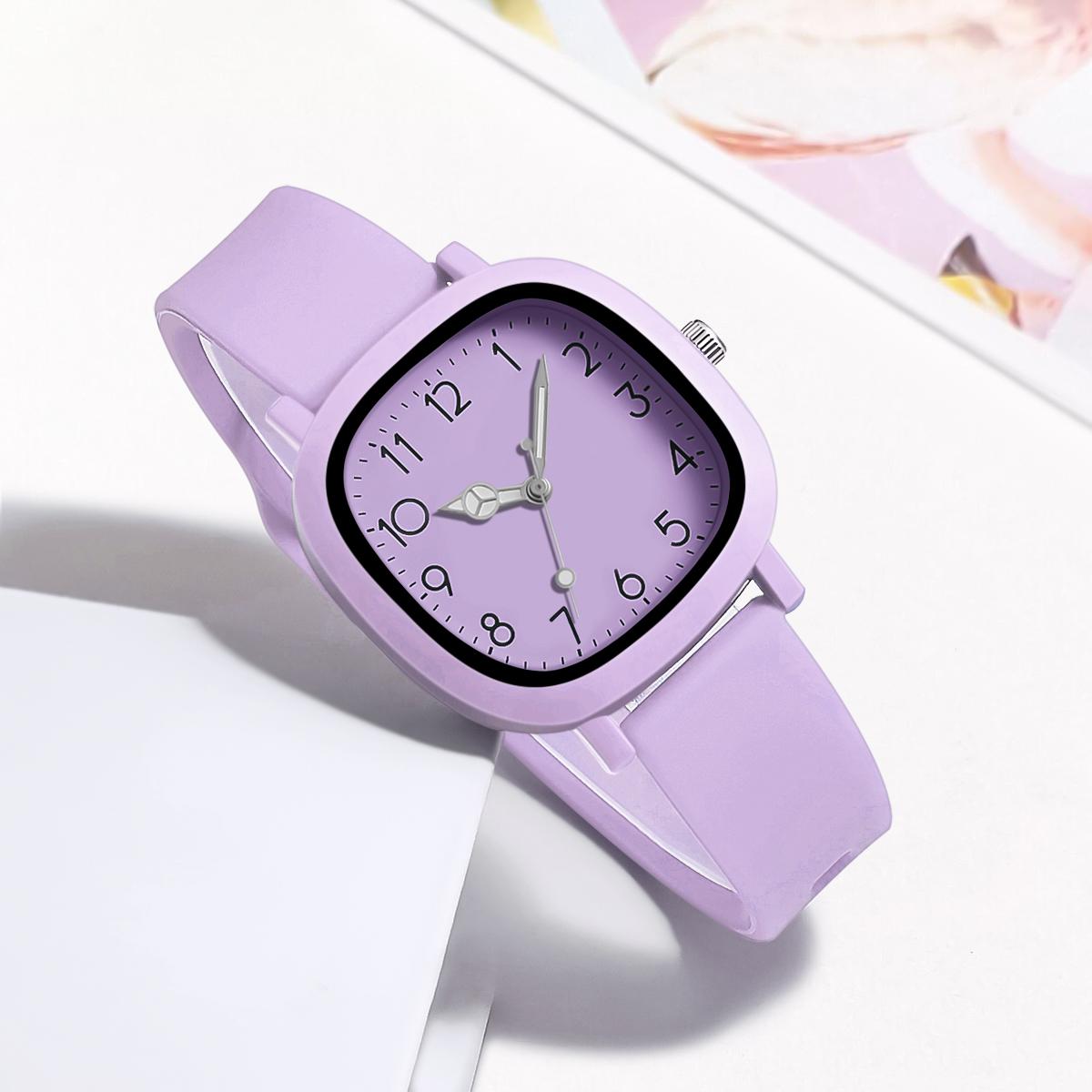 Stylish Square Women's Watch Hands Arabic Numerals Silicone Strap Sporty Dial For Everyday Outdoor Active, For Christmas Gift - Image 4