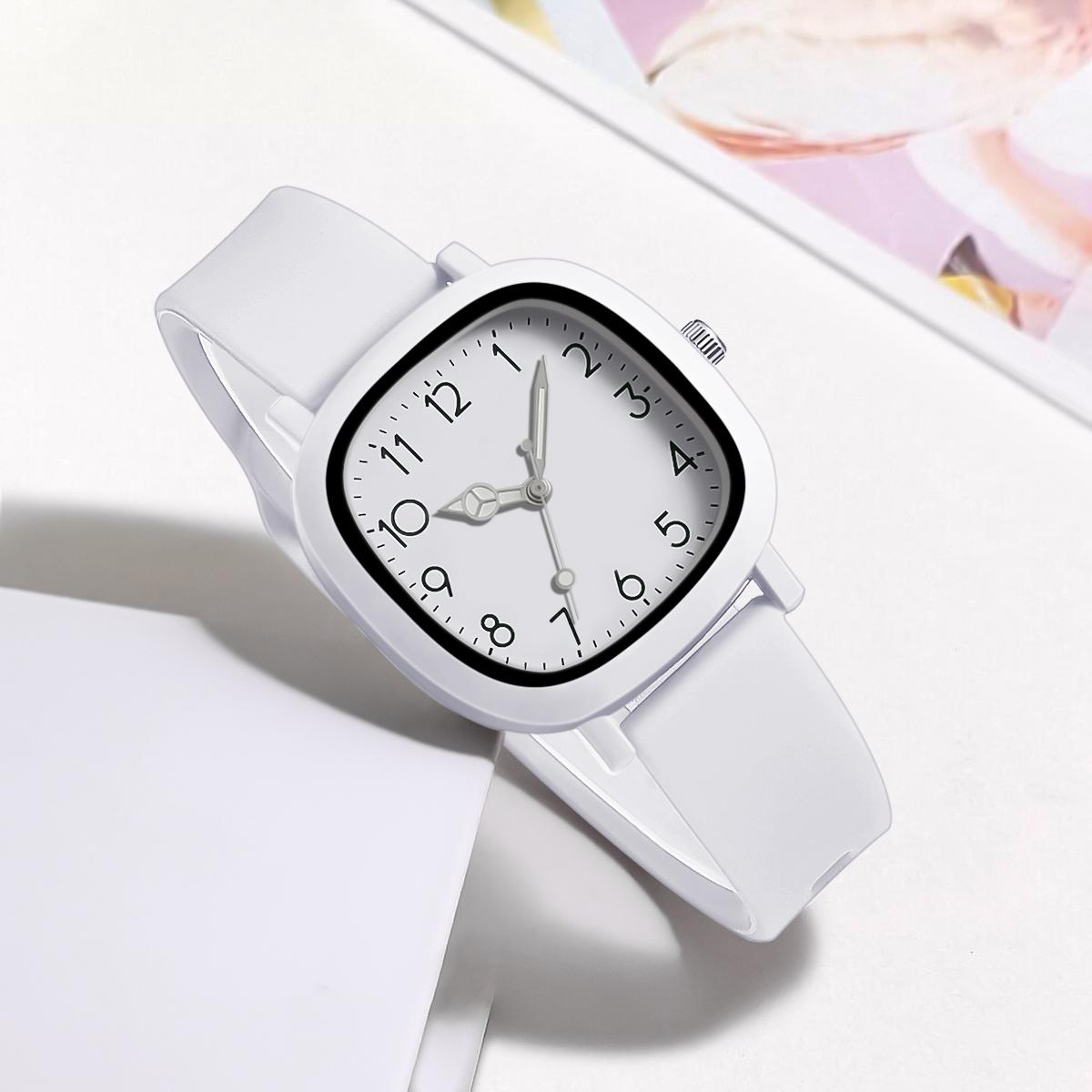 Stylish Square Women's Watch Hands Arabic Numerals Silicone Strap Sporty Dial For Everyday Outdoor Active, For Christmas Gift - Image 6
