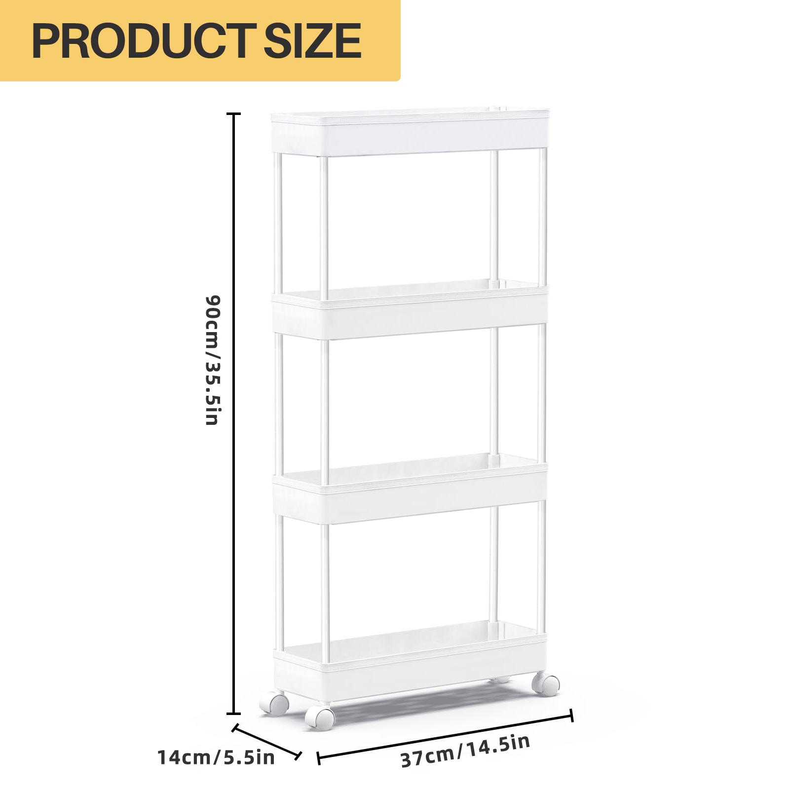 4 Layer Moving Rack Bathroom Organizer rack Kitchen Storage Shelf Wall Trolley cart organizer rack — view 8