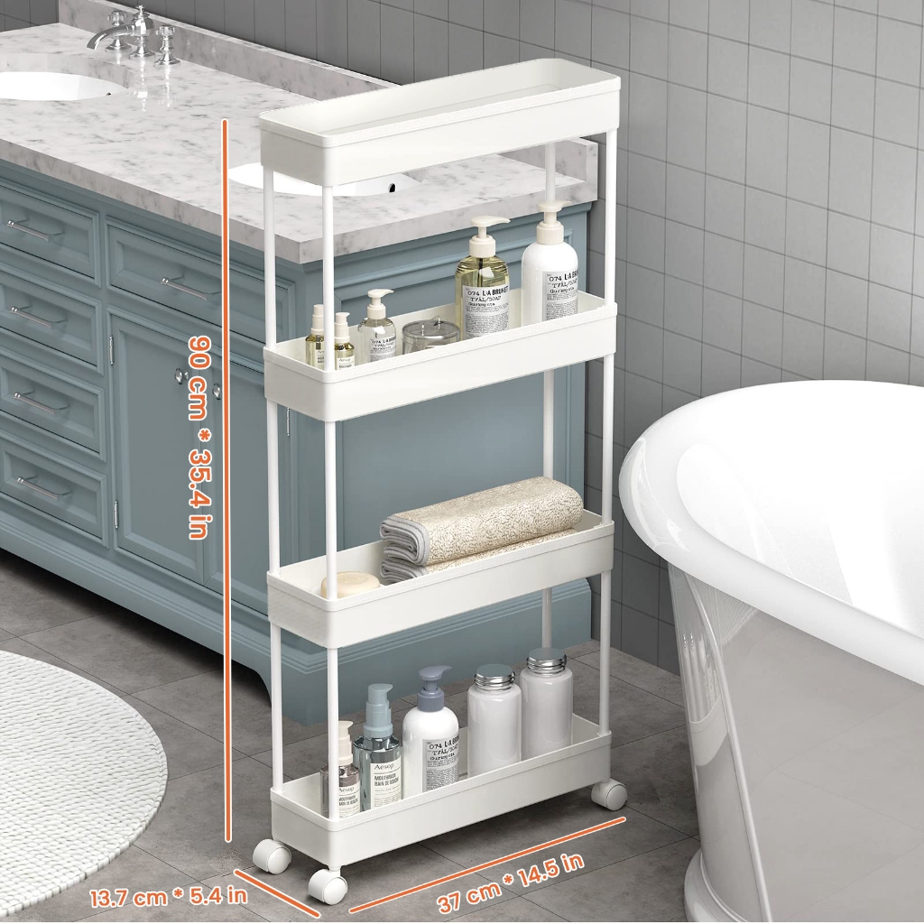 4 Layer Moving Rack Bathroom Organizer rack Kitchen Storage Shelf Wall Trolley cart organizer rack — view 4