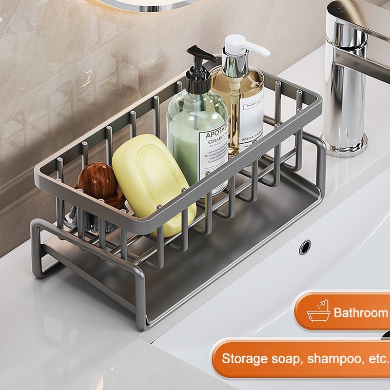 Sponge Drainer Rack With Towel Holder Kitchen Bathroom Sink Organizer Rack Soap Holder Orgaizer — view 3