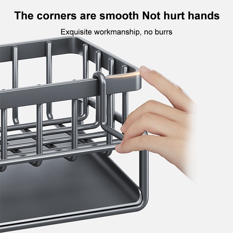 Sponge Drainer Rack With Towel Holder Kitchen Bathroom Sink Organizer Rack Soap Holder Orgaizer — view 6