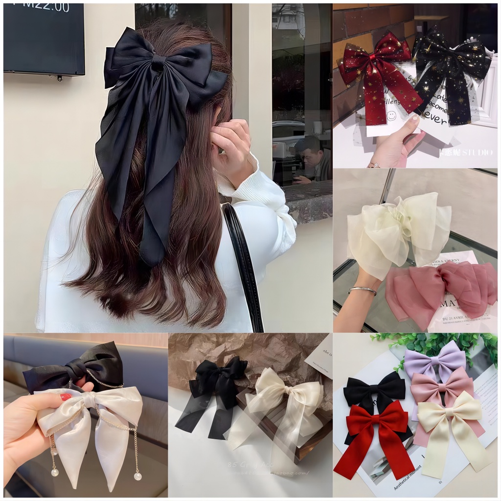 Long Big Korea Bowknot Hairclips Hairpin for Women Girls Hair Accessory ...