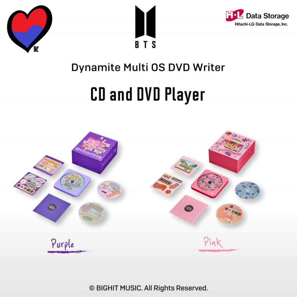 Hitachi LG BTS Dynamite Multi OS DVD writer player purple, pink
