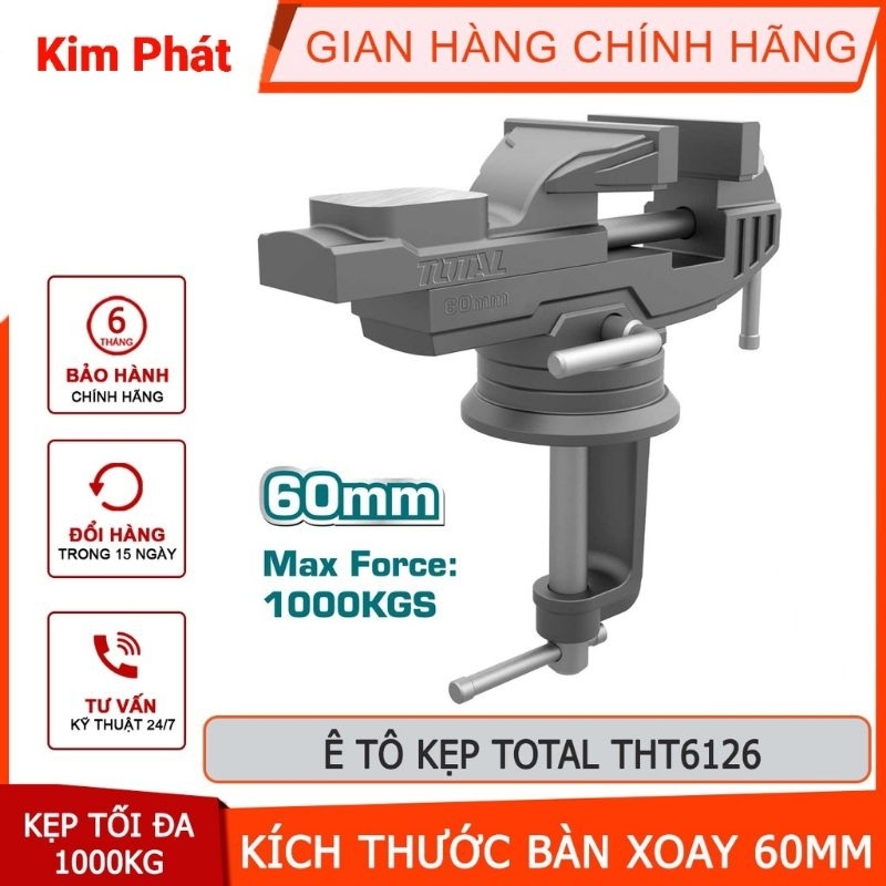 Total THT6126 clamping vise Mechanical vise Turntable size 60mm Maximum ...