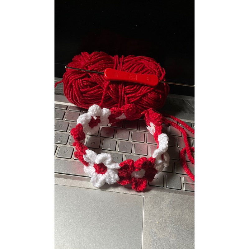 Handmade wool flower headband