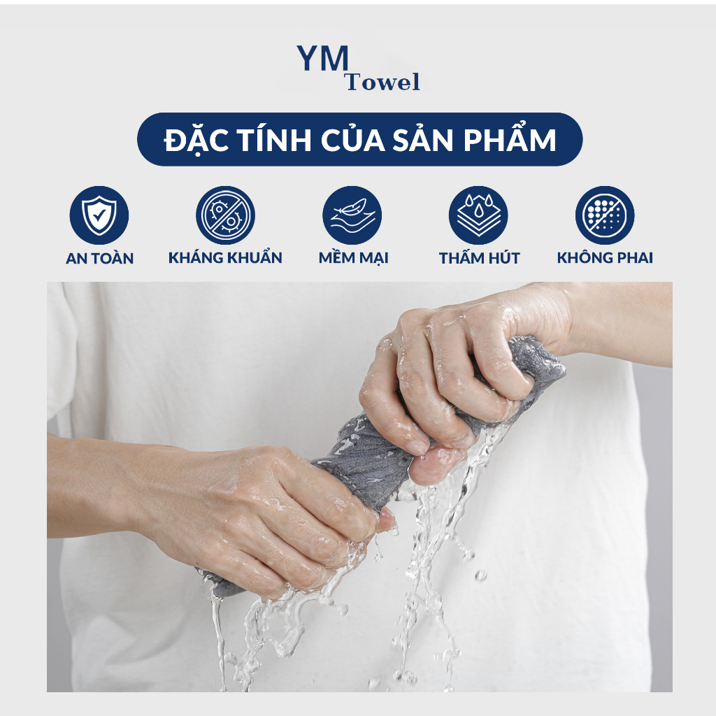 Combo 4 YM Towel Premium Facial Shampoo YM Towel 100% cotton Super Absorbent, No Hair, No Color Fading