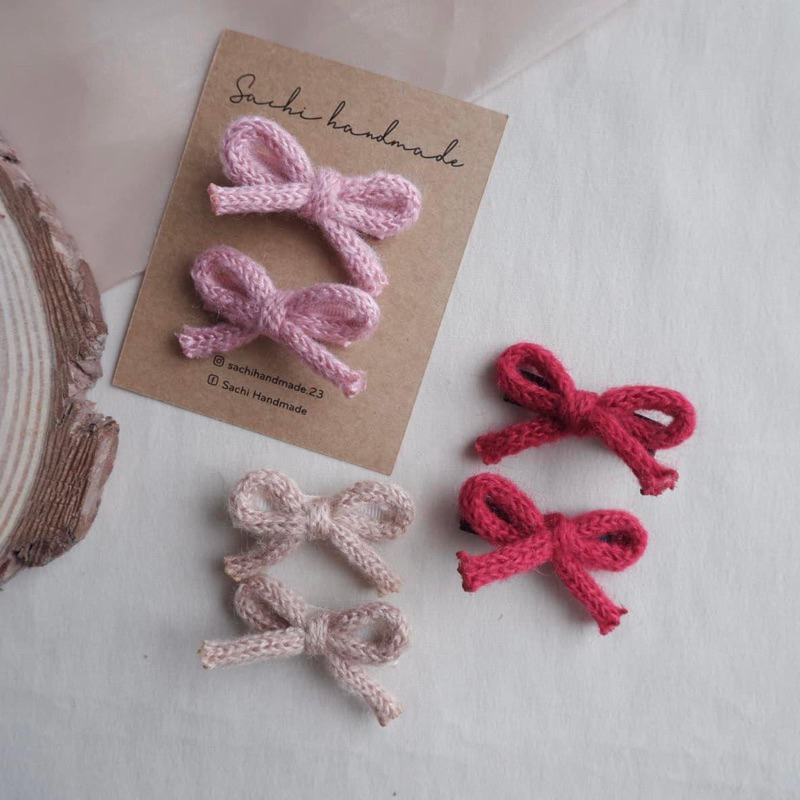 Handmade mini wool bow Set by Sachi