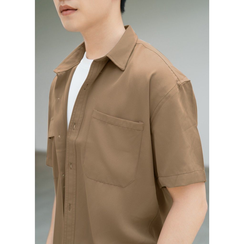 H2t Khaki Shirt Cool Fabric Two Chest Pockets 1740