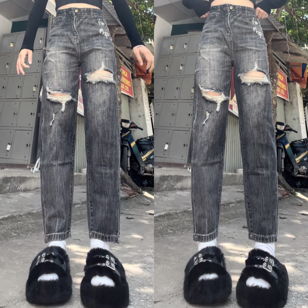 20185ma- New 2025 cold smoke baggy Pants, personality scratched thigh highlight Women’s Pants