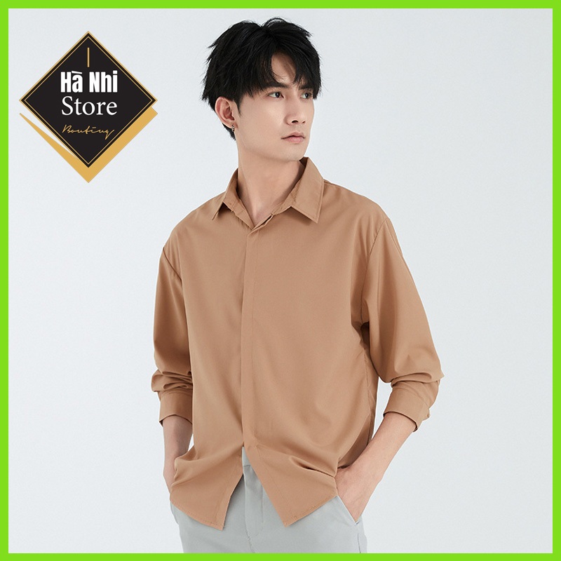 Long-sleeved loose shirt with hidden buttons, modern unisex fashion, Korean style - Ha nhi store - Image 2