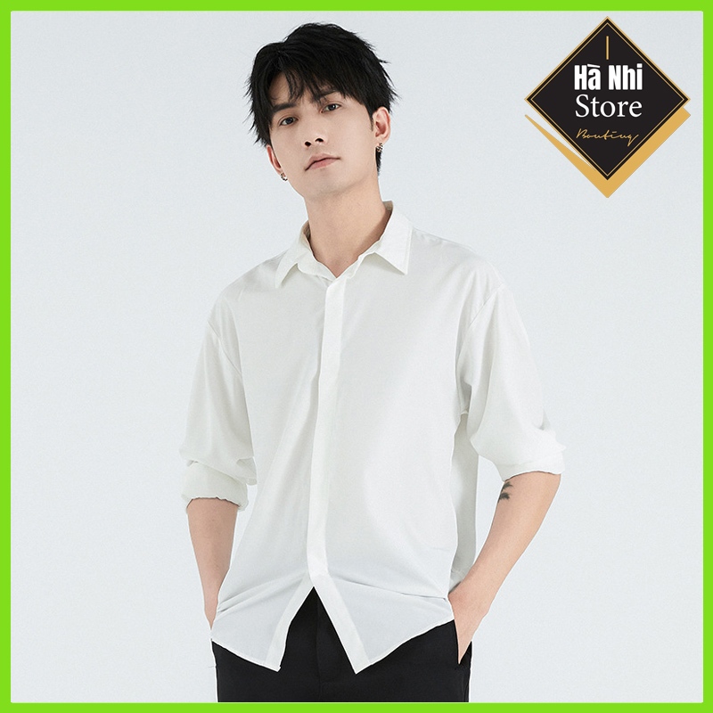 Long-sleeved loose shirt with hidden buttons, modern unisex fashion, Korean style - Ha nhi store - Image 3