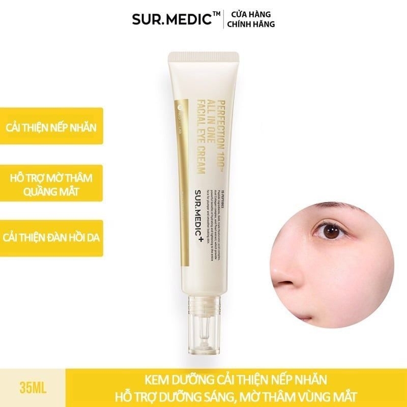 Surmedic All In One Facial Eye Cream to Improve Wrinkles, Support Brightening, and Fade Dark Eyes