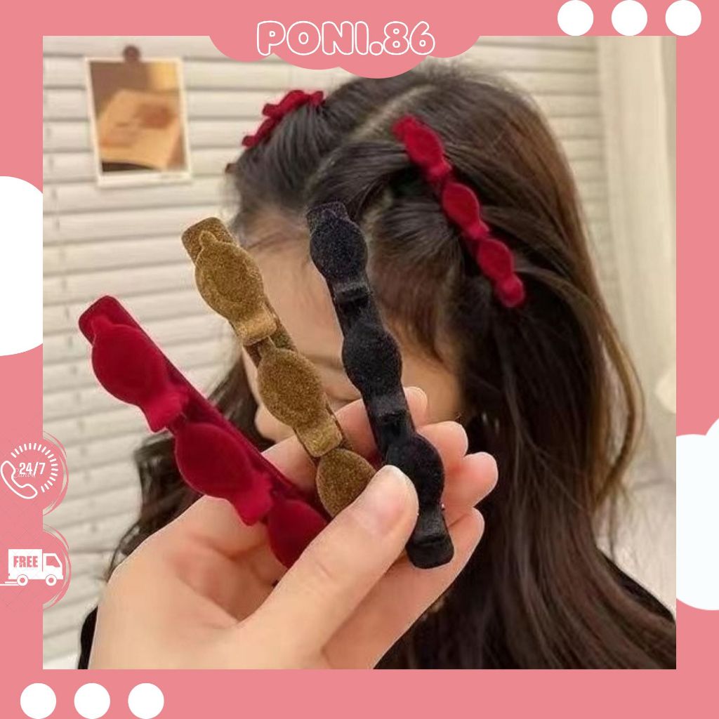 Hairpins CNY of 3 sweet and fashionable women’s hairpins with bangs on one side