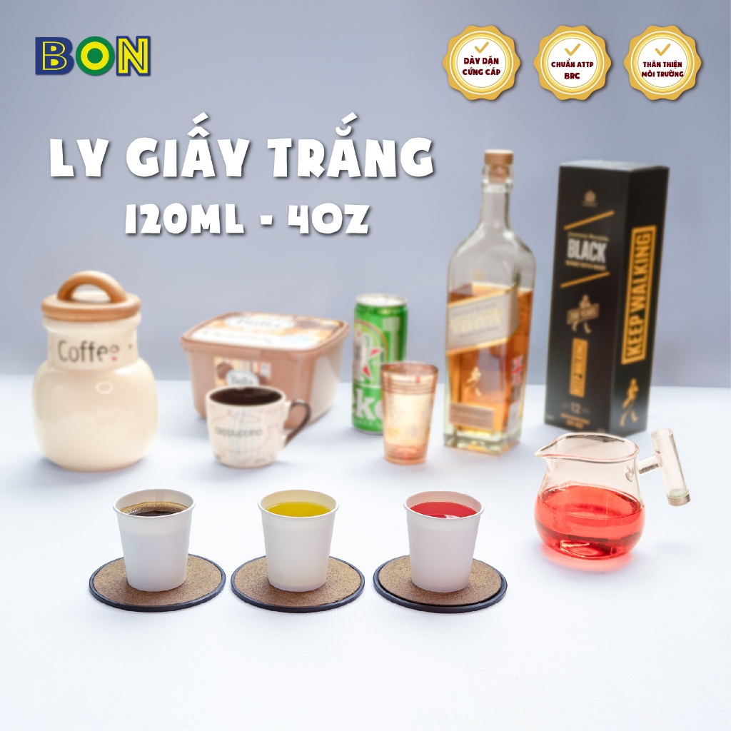 Lot of 50 White Paper Cups 120ml (4oz) Paper Cup Disposable Cups - Drinking Cups, Sample Test, Dental - Price includes VAT contract
